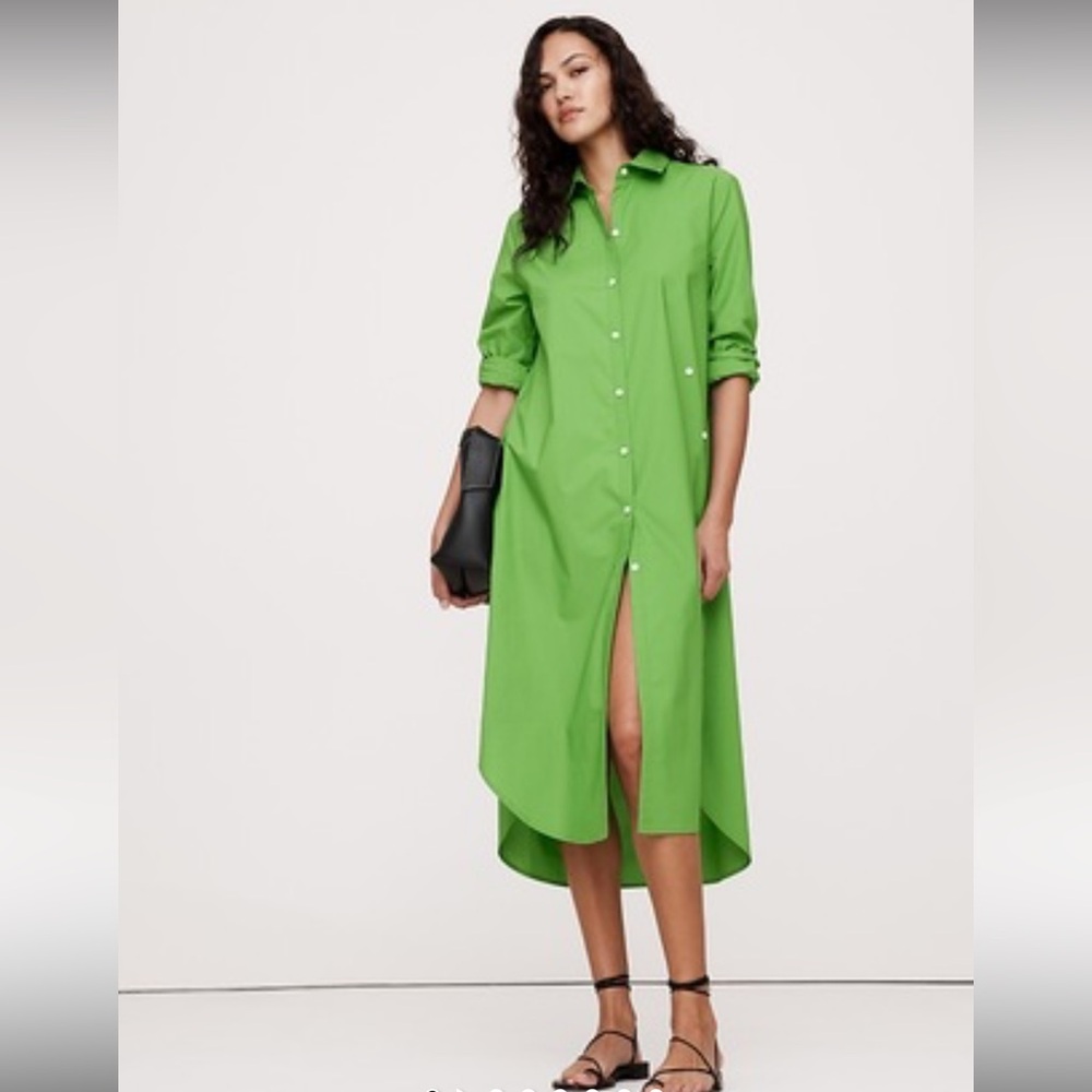 Banana Republic COTTON POPLIN ASYMMETRICAL SHIRT DRESS